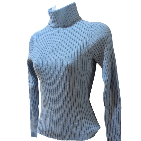 Old Navy Ribbed Turtleneck Sweater Light Blue Long Sleeve Women's M - Picture 2 of 7